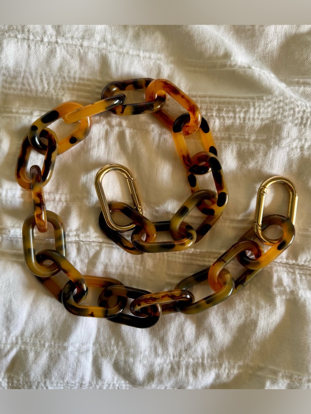 Quince Tortoiseshell Acrylic Link Chain with Gold Hardware